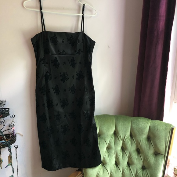 Vintage Y2K bodycon dress with flocked floral pattern - Picture 3 of 11